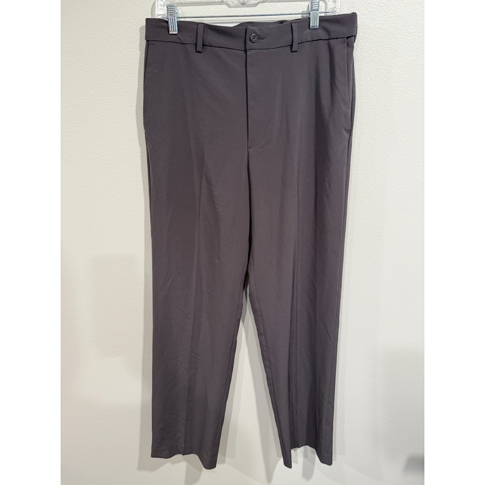 Grand Slam Chino Pants 32 X 32 Gray Polyester Stretch Straight Leg Slash Pockets
